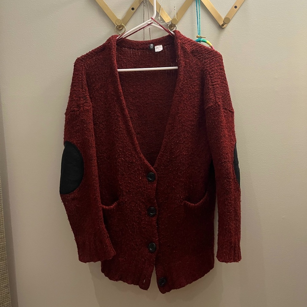 Beautiful maroon cardigan with elbow patches